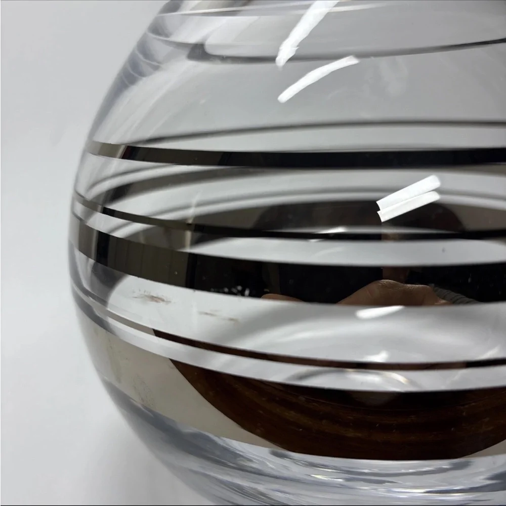 Lenox Kate Spade Crystal Rose Bowl Vase Hampton Street platinum stripe Heavy